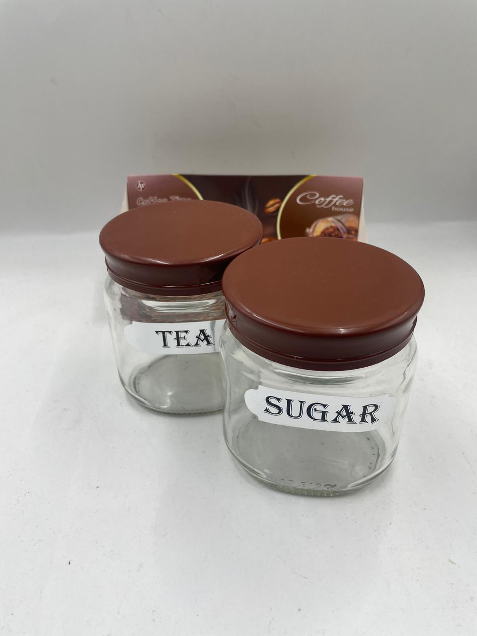 2 pcs Tea and sugar jar glass pot set thumbnail