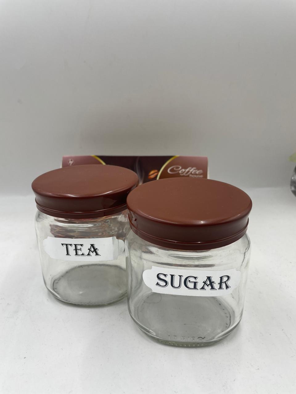 2 pcs Tea and sugar jar glass pot set thumbnail
