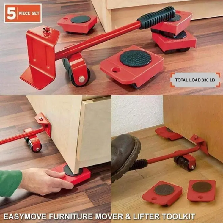 5 Piece Furniture Moving Heavy Hand Tool Set Furniture Lifter Mover for Sofa Bed Cabinet Wheel Bar + Mover Roller Transport  thumbnail
