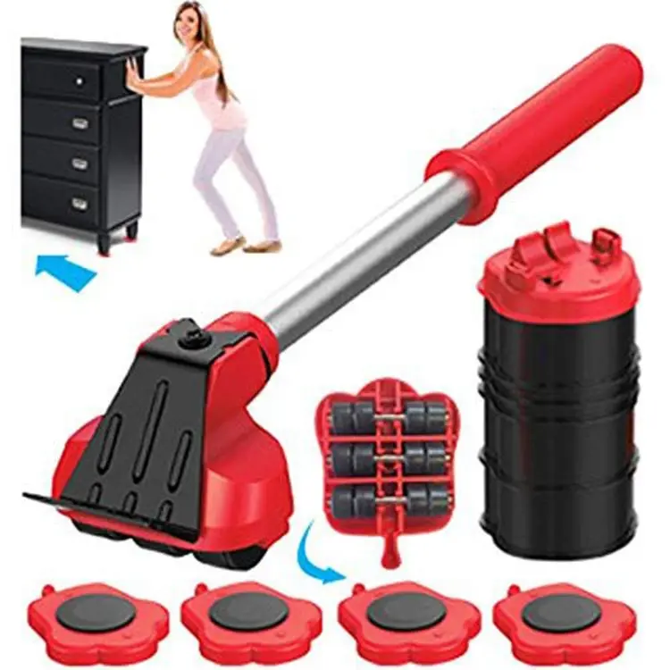 5 Piece Furniture Moving Heavy Hand Tool Set Furniture Lifter Mover for Sofa Bed Cabinet Wheel Bar + Mover Roller Transport  thumbnail