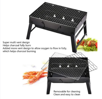 BBQ Grill Portable, Charcoal Barbecue Grill Smoker Grill for Outdoor Cooking Camping Hiking Picnics thumbnail