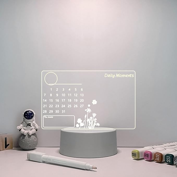 Night Light, Transparent Note Board Erasable Writing Message Board Home Desktop Small Whiteboard Table Lamp thumbnail