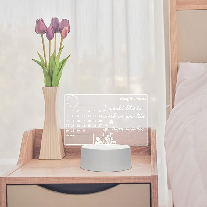 Night Light, Transparent Note Board Erasable Writing Message Board Home Desktop Small Whiteboard Table Lamp thumbnail