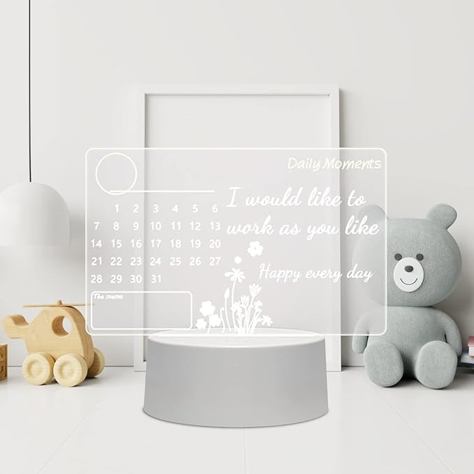 Night Light, Transparent Note Board Erasable Writing Message Board Home Desktop Small Whiteboard Table Lamp