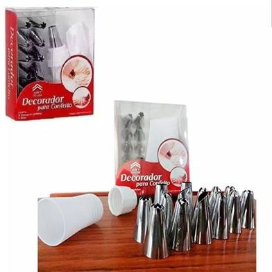 12 Piece Cake Decorating Set Frosting Icing Piping Bag Tips with Steel Nozzles. Reusable & Washable thumbnail
