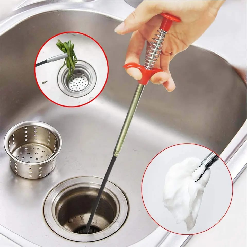 Sewer Pipeline Kitchen Home Toilet Drain Cleaning Narrow Bendable Curve Grabber Tools thumbnail