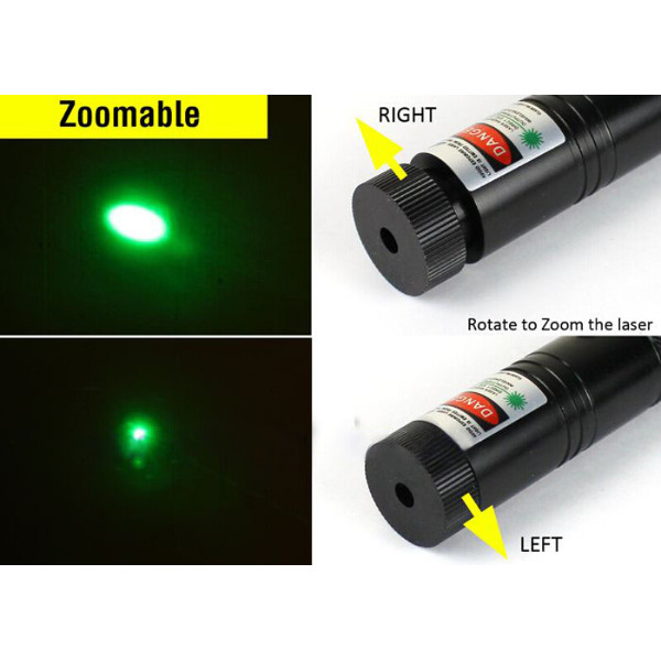 10 Mile 532nm Adjustable Focus Green Laser Pointer Beam Light Pen + Star Cap 5mw thumbnail