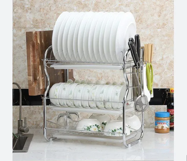 3 Layer Dish Drainer Rack Stainless Steel