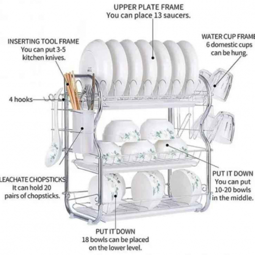 3 Layer Dish Drainer Rack Stainless Steel thumbnail