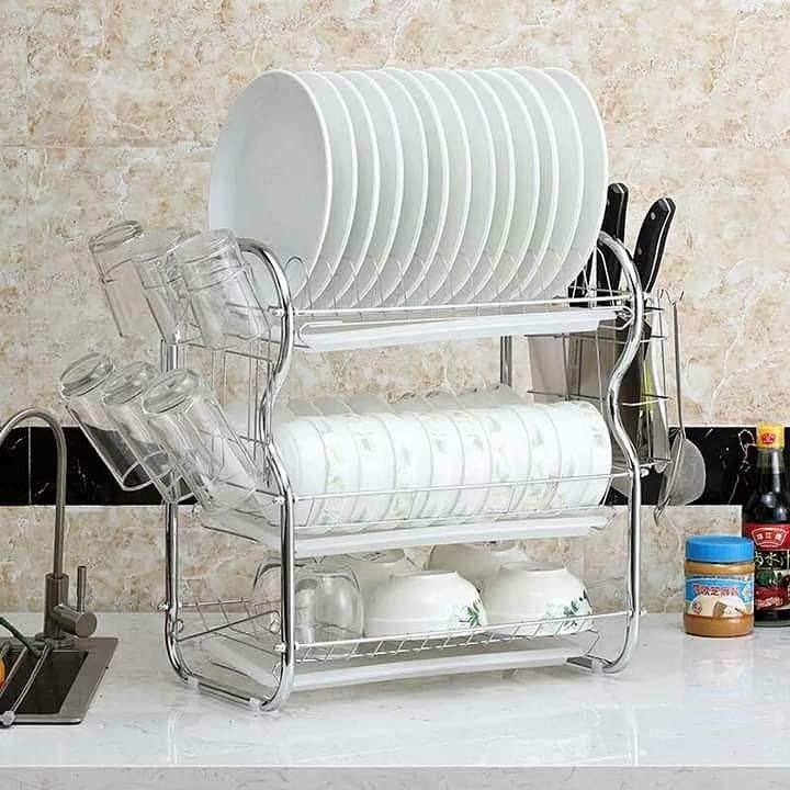 3 Layer Dish Drainer Rack Stainless Steel thumbnail