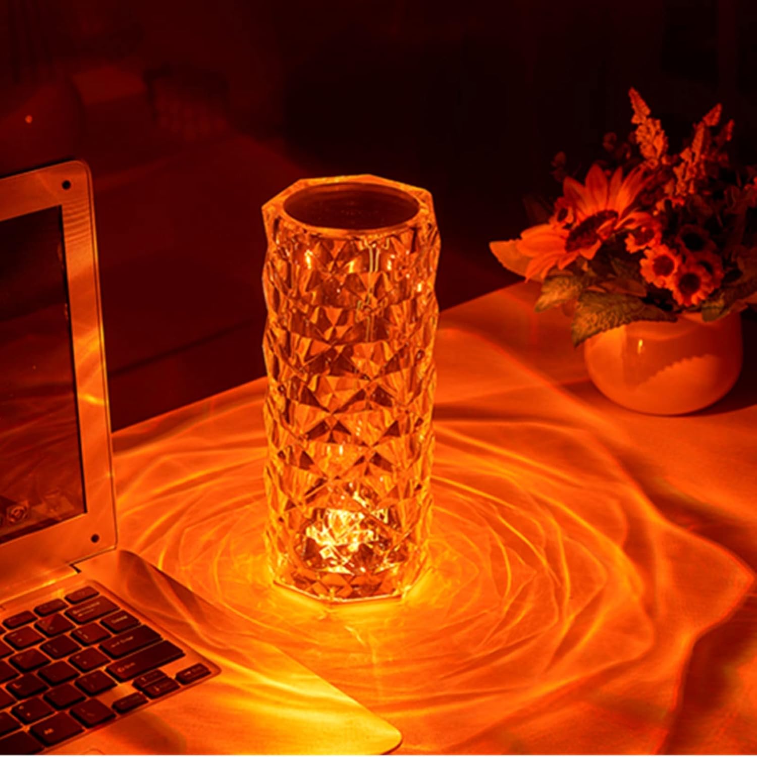 16 Color Crystal Rose Diamond Table Lamp Acrylic Table Lamp for Living Room Bedroom with Remote
