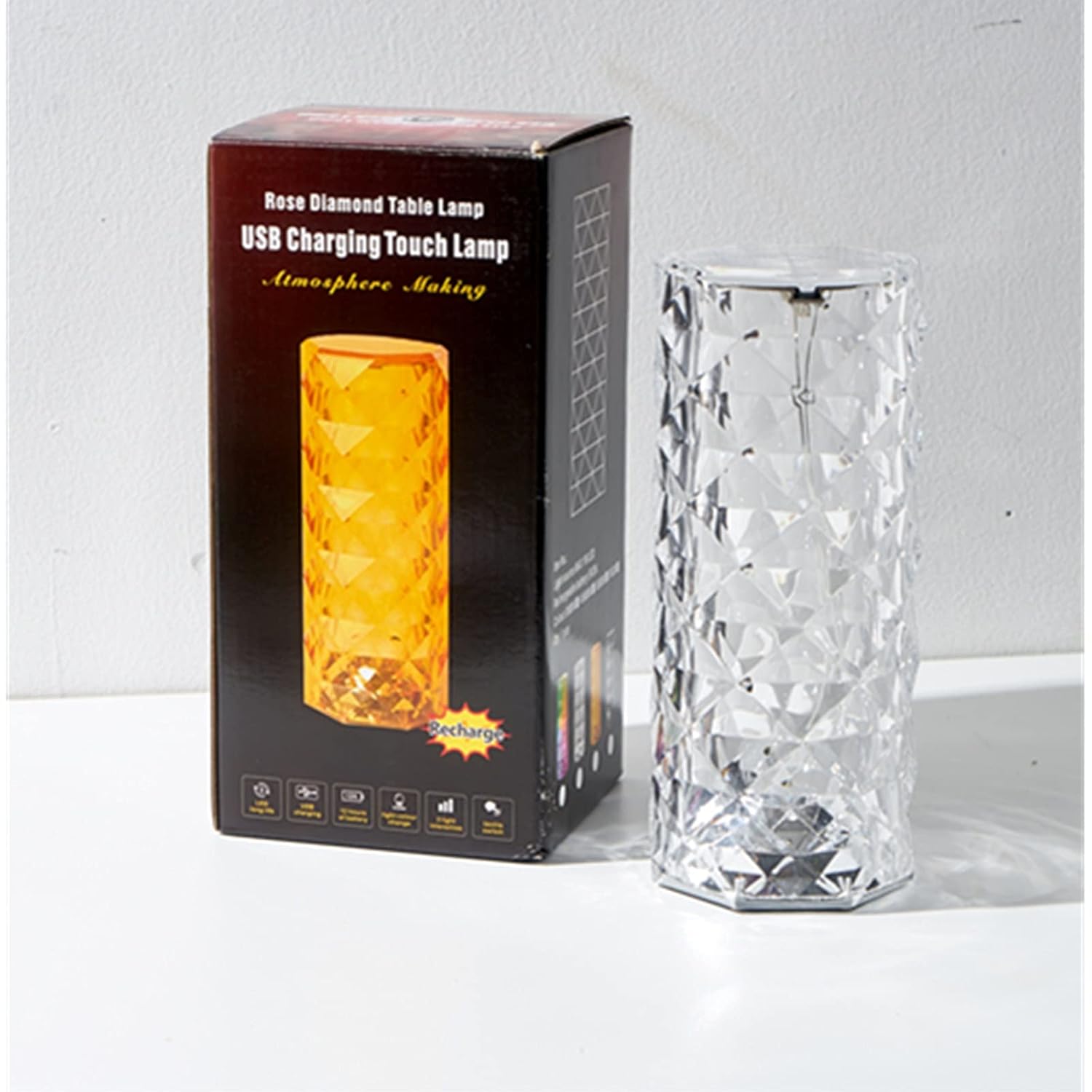 16 Color Crystal Rose Diamond Table Lamp Acrylic Table Lamp for Living Room Bedroom with Remote thumbnail