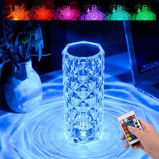 16 Color Crystal Rose Diamond Table Lamp Acrylic Table Lamp for Living Room Bedroom with Remote thumbnail